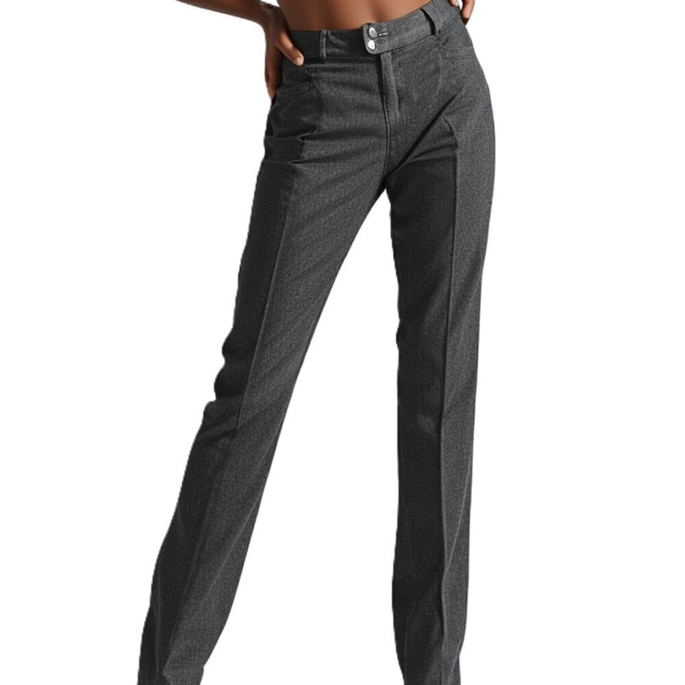 Banana Republic Petites Women's Straight Leg Cotton Gray Dress Pants Size 0P